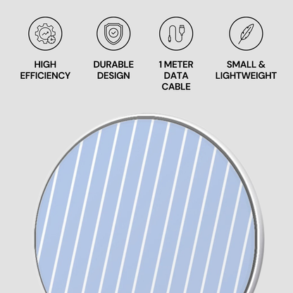 Product features with icons and text on a gray background