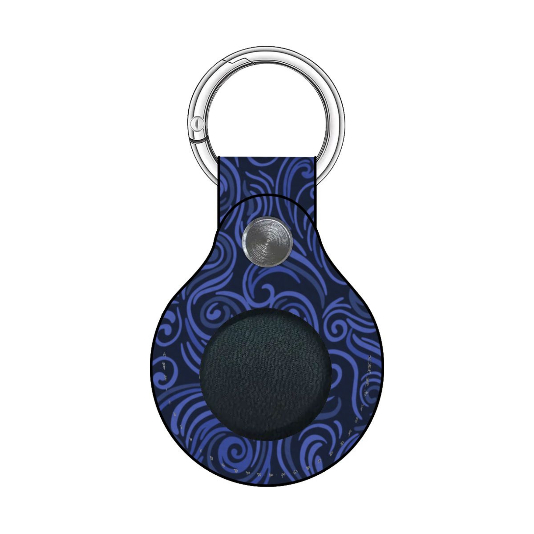 Keychain with blue patterned design on a white background