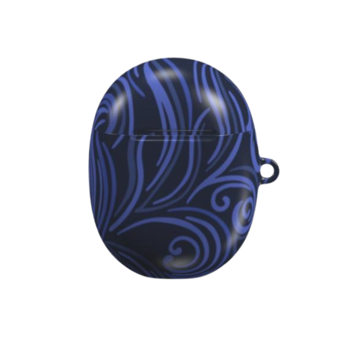 Blue and black patterned case on a white background
