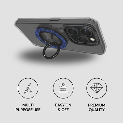 Phone case with ring holder on a gray background