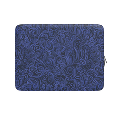Blue patterned laptop sleeve on a white background