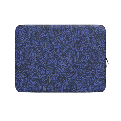 Blue patterned laptop sleeve on a white background
