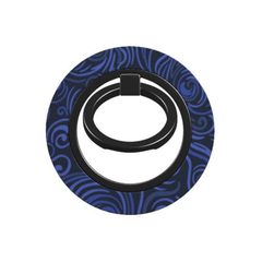 Blue and black phone ring holder on a white background