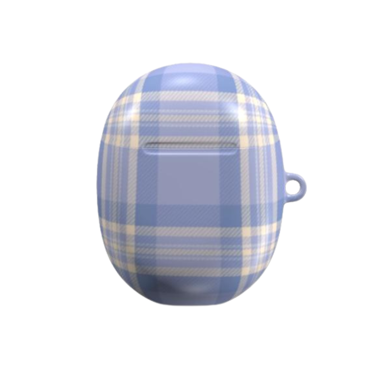 Blue and white plaid case on a white background