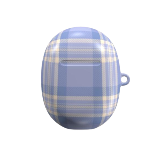 Blue and white plaid case on a white background
