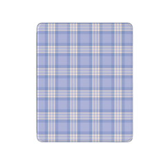 Rectangular mat with blue and white plaid pattern on a white background