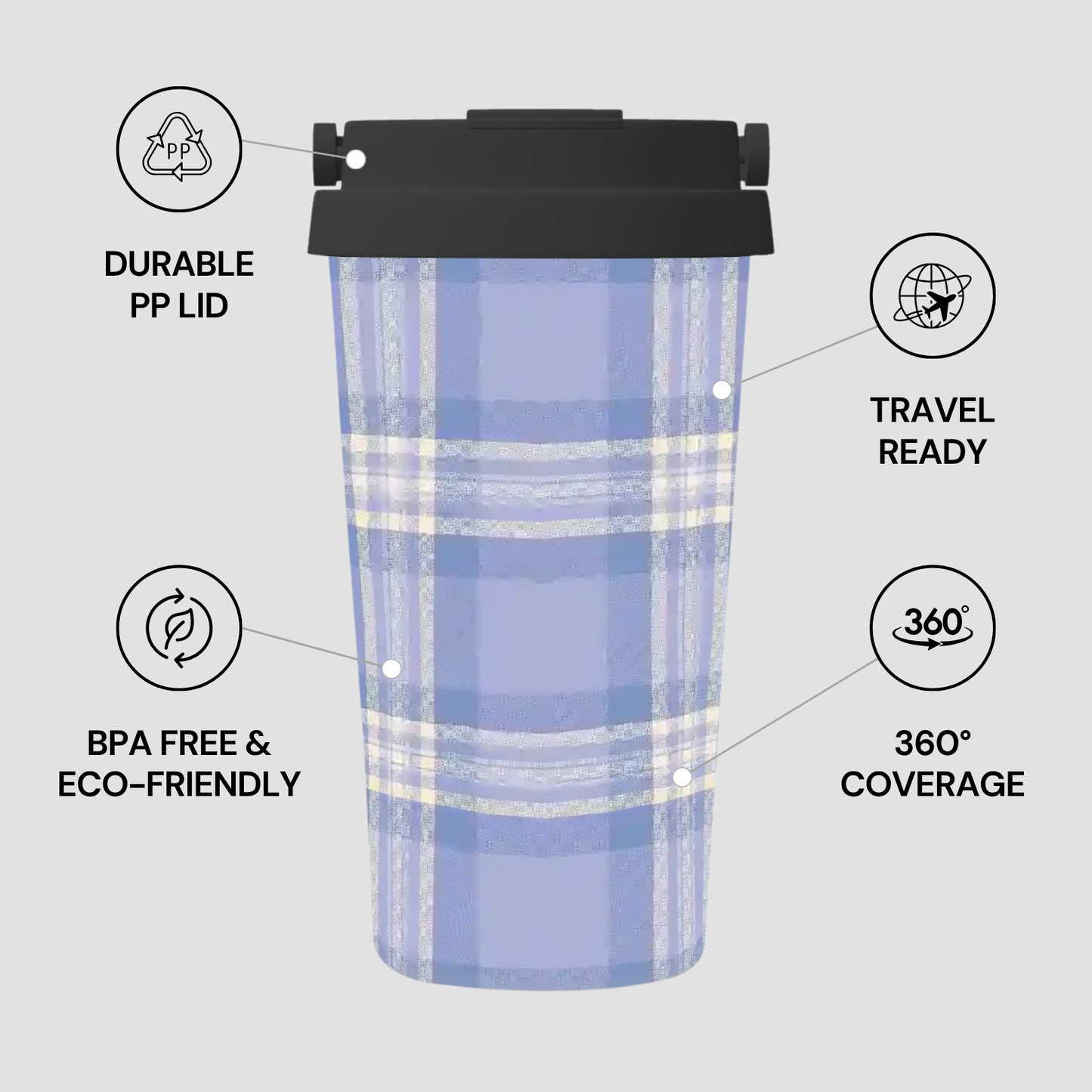 Bluebell Plaid | Insulated Travel Mug