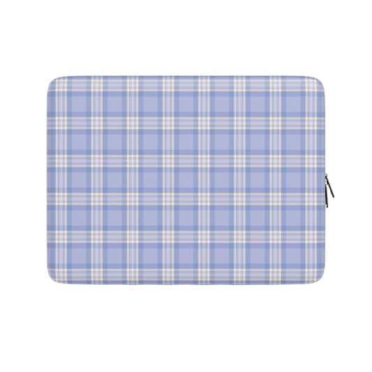 Plaid patterned laptop sleeve on a white background