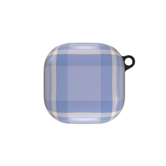 Blue and white checkered case on a white background
