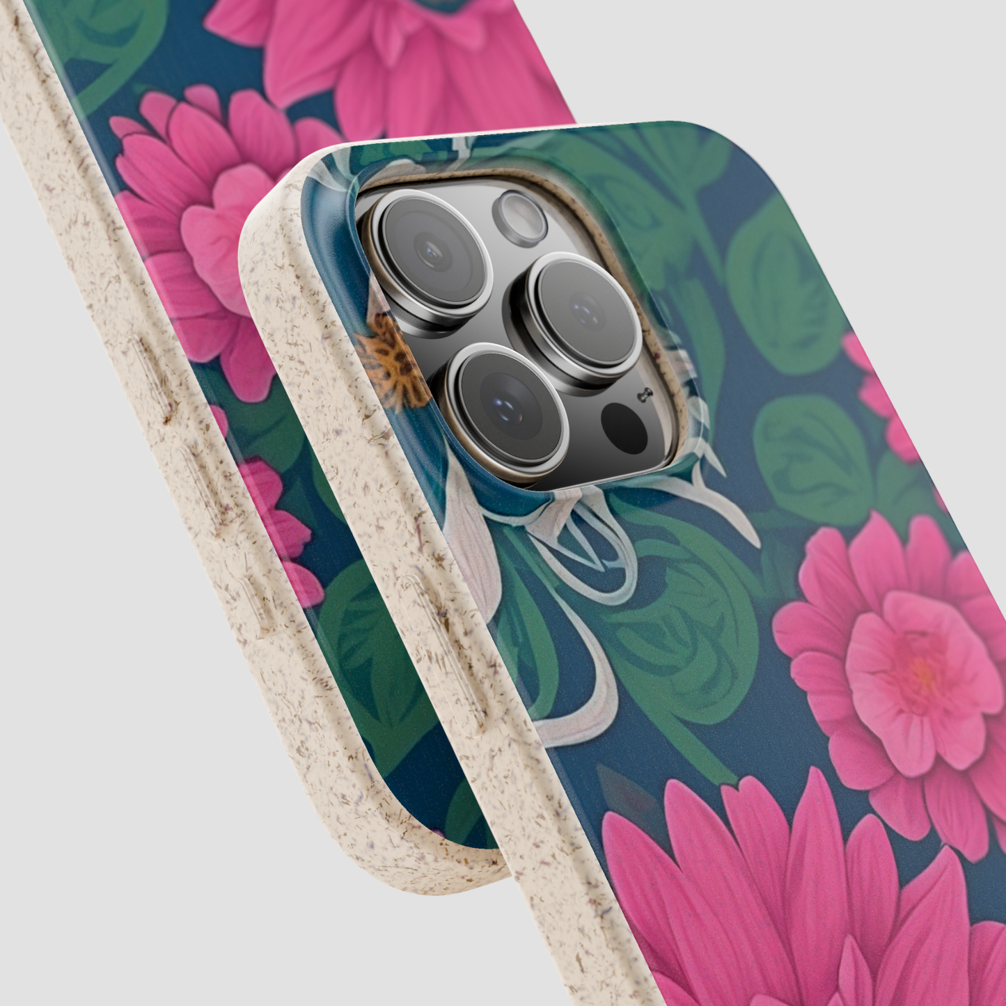Phone case with floral design on a white background