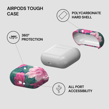 AirPods tough case with floral design on a gray background
