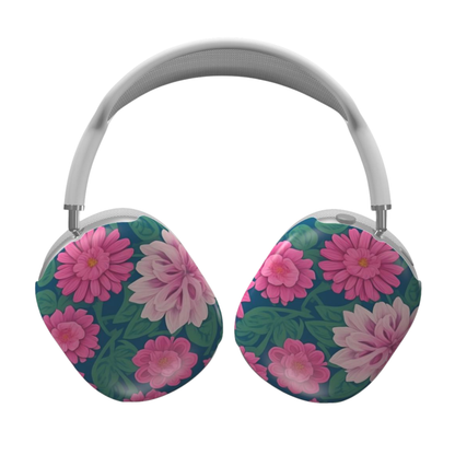Floral-patterned headphones on a white background