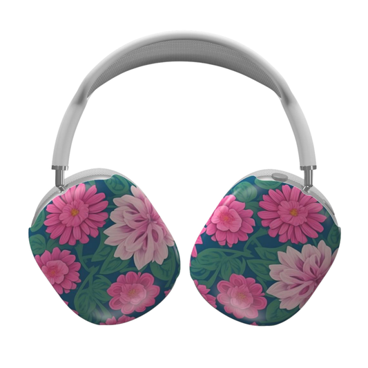 Floral-patterned headphones on a white background