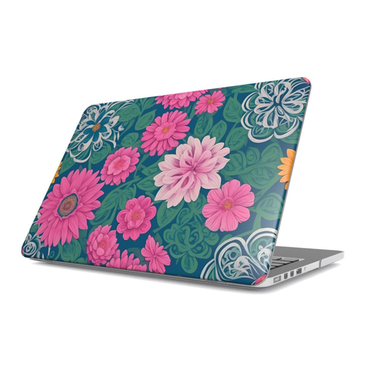 Laptop with a floral design on a white background