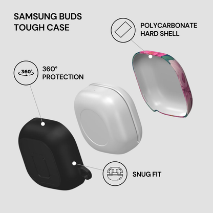 Samsung Buds Tough Case with features highlighted on a white background