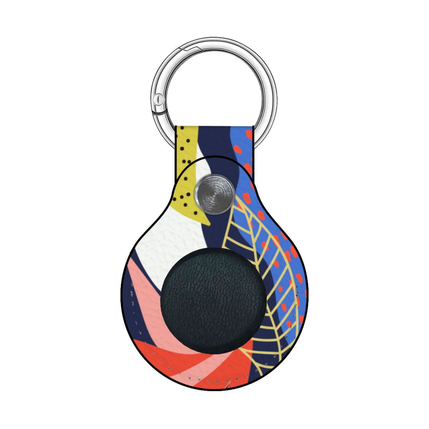 Colorful keychain with geometric pattern on a white background