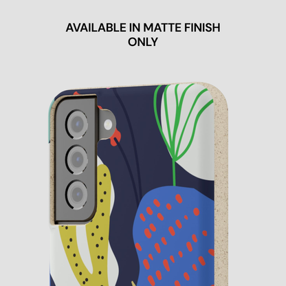 Phone case with abstract design on a light gray background