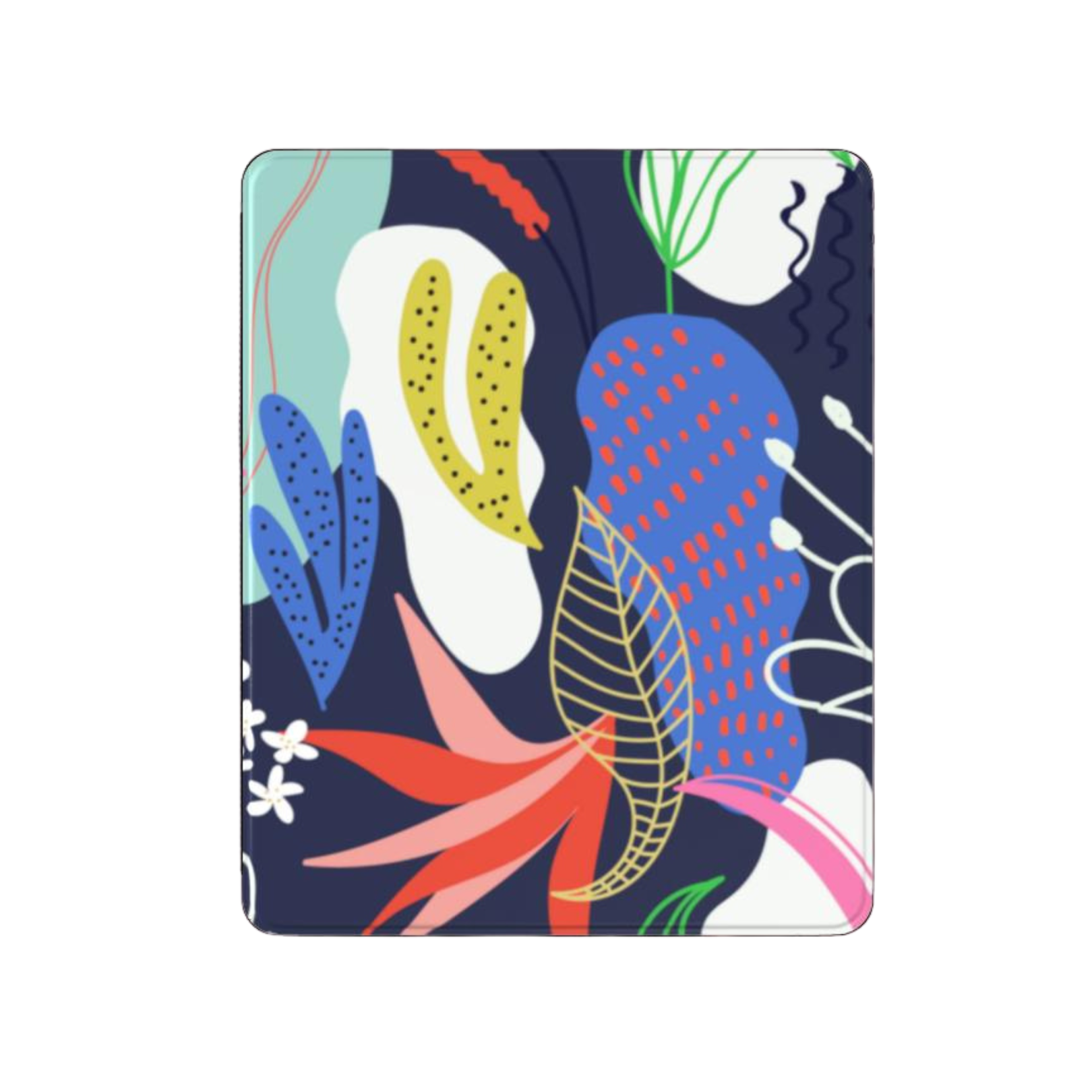 Colorful floral design on a dark blue background