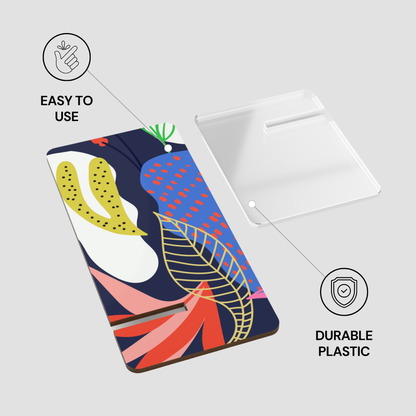 Colorful phone case with abstract design on a white background