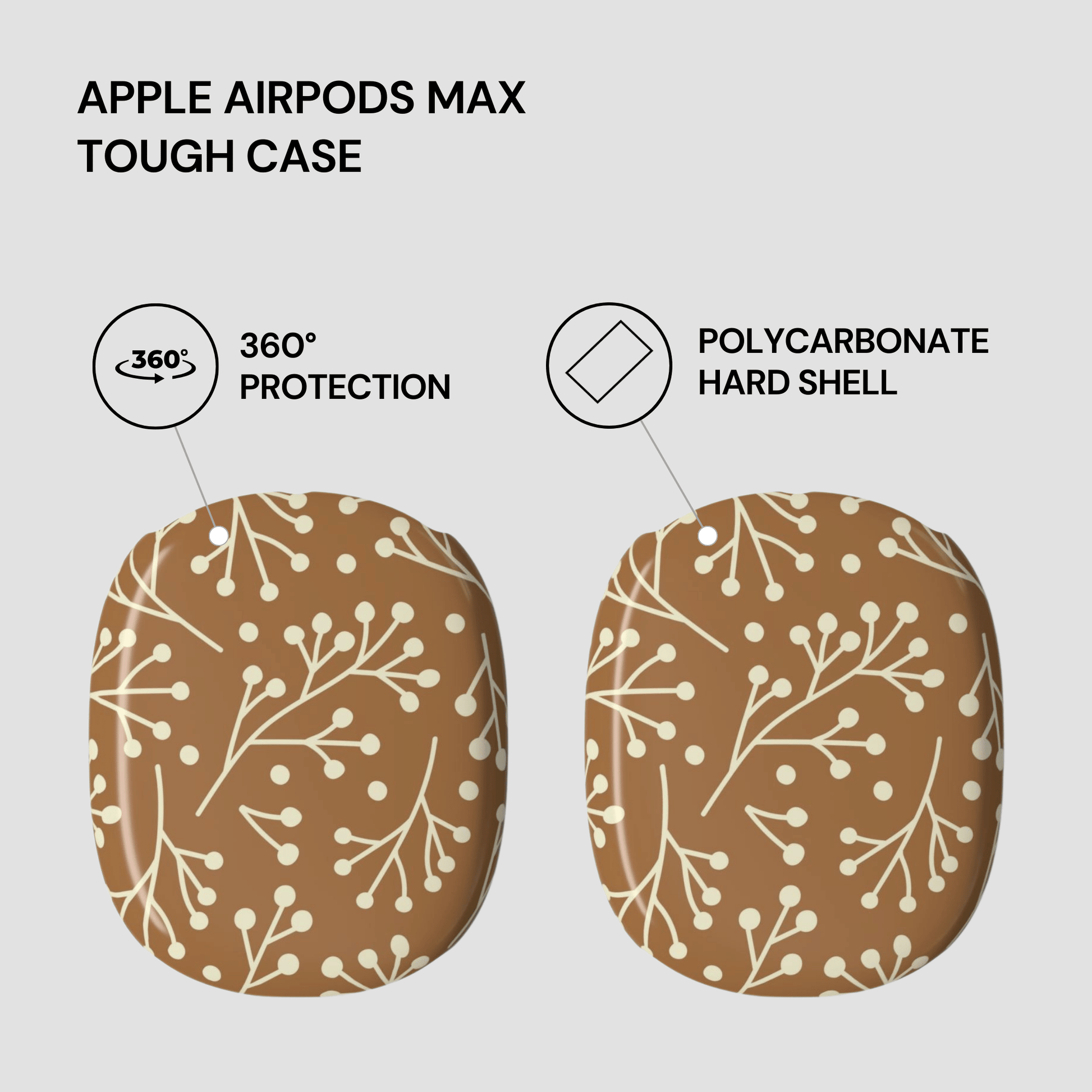 Tough case for Apple AirPods Max with 360-degree protection and polycarbonate hard shell features.