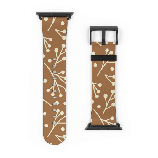 Watch strap with brown and beige pattern on a white background
