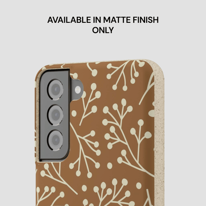 Phone case with floral pattern on a brown background