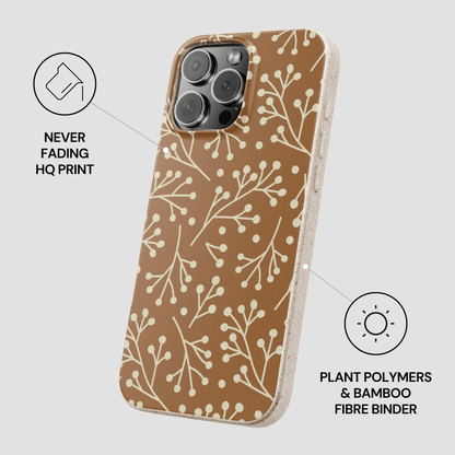 Phone case with floral pattern on a light background