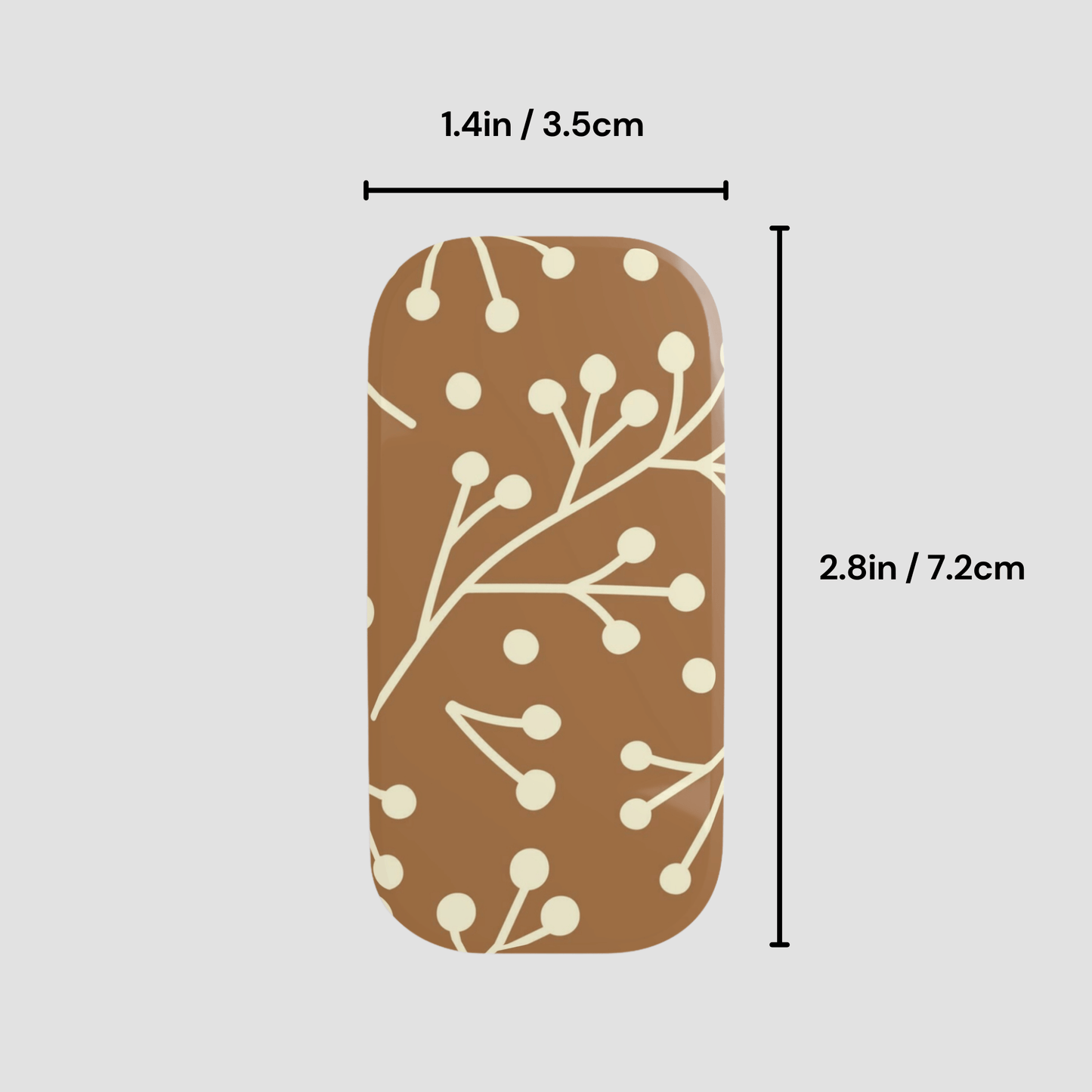 Nail wrap with floral pattern and measurements on a light gray background