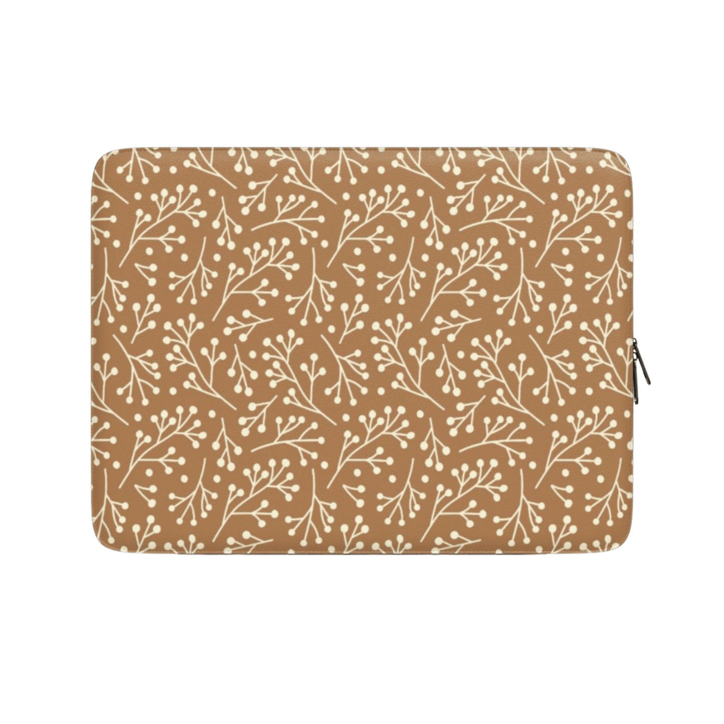 Laptop sleeve with floral pattern on a beige background