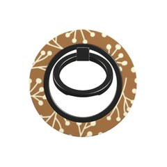 Phone ring holder with brown and beige pattern on a white background