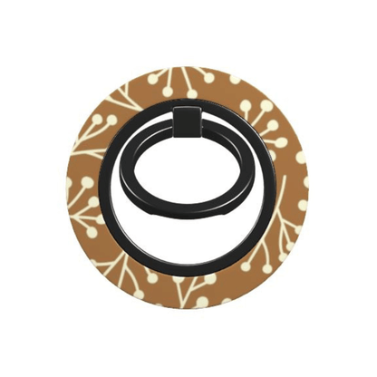 Phone ring holder with brown and beige pattern on a white background