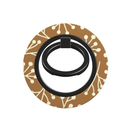 Phone ring holder with brown and beige pattern on a white background