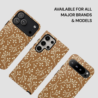Phone cases with floral pattern on a light gray background