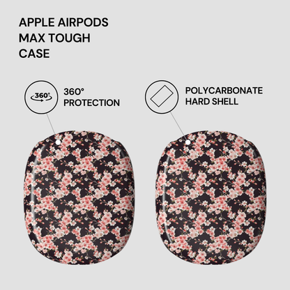 Floral patterned Apple AirPods Max Tough case with protective features highlighted on a light gray background. | Casenari