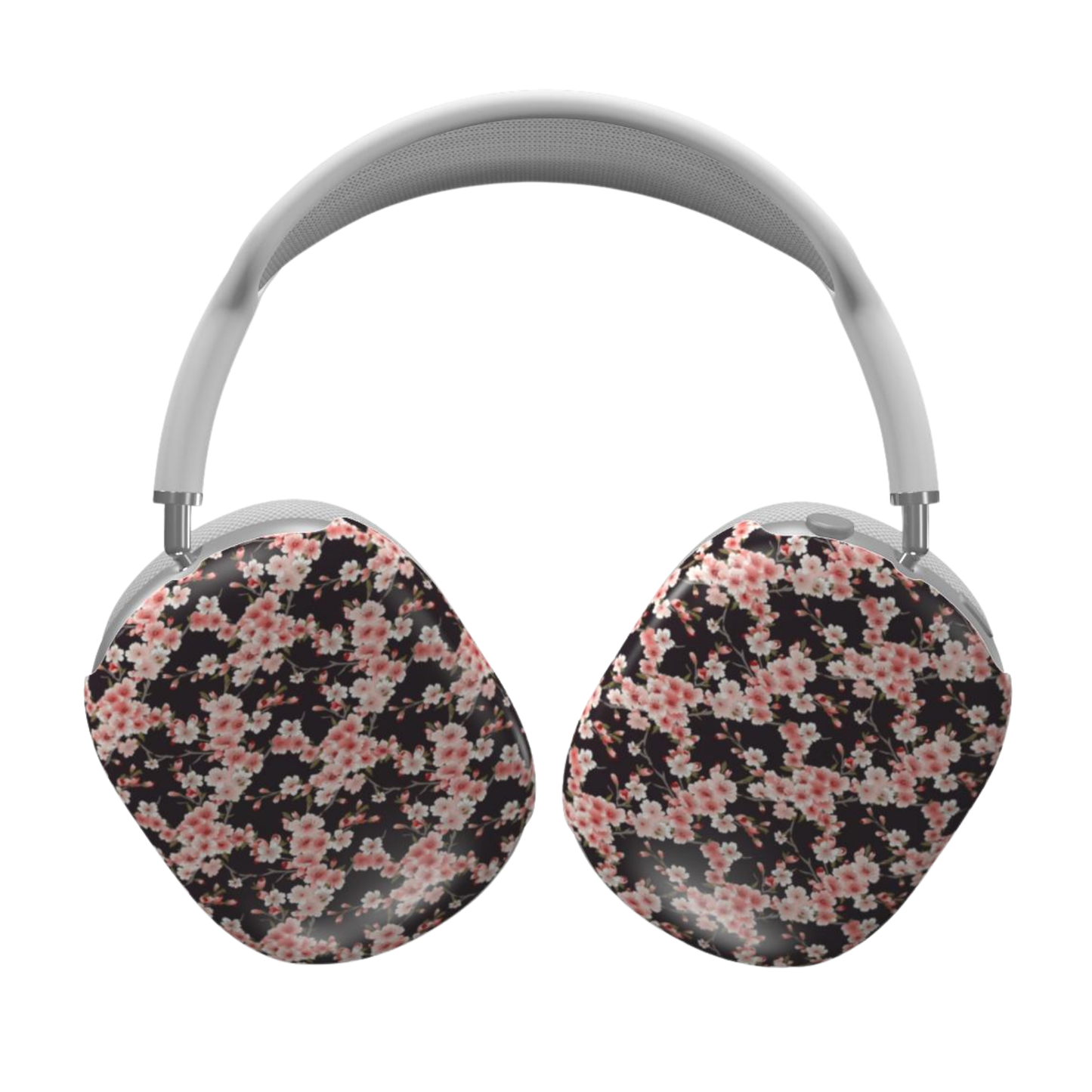 Floral-patterned headphones on a white background