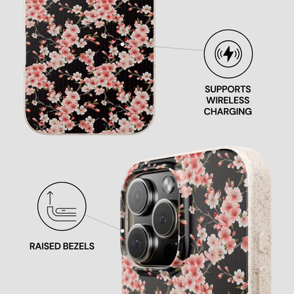 Floral phone case with wireless charging and raised bezels features on a light gray background | Casenari