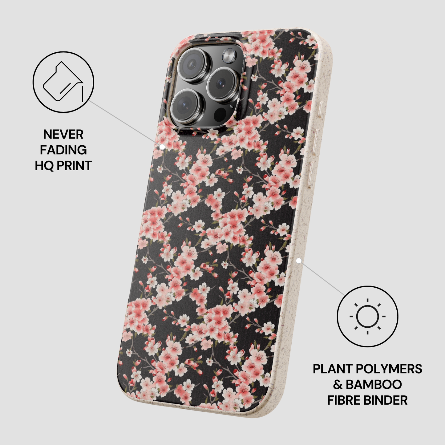 Phone case with floral design on a light gray background | Casenari