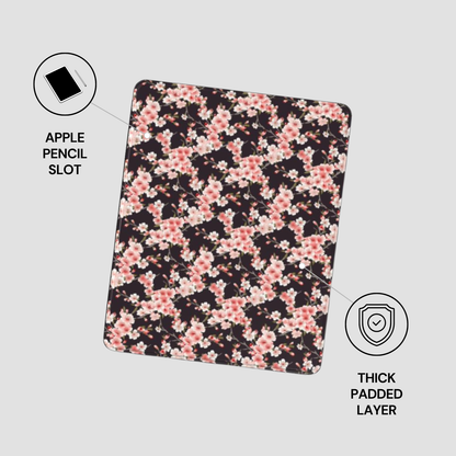Floral patterned case with Apple Pencil slot and thick padded layer on a light gray background | Casenari