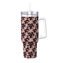 Floral-patterned tumbler with a handle on a white background | Casenari