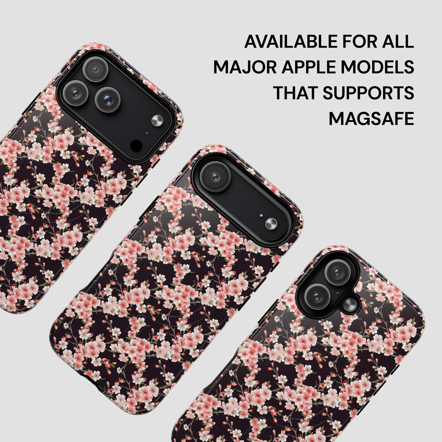 Floral patterned phone cases for Apple devices on a light gray background | Casenari