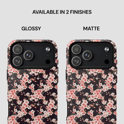 Two floral phone case designs, one glossy and one matte, on a white background. | Casenari