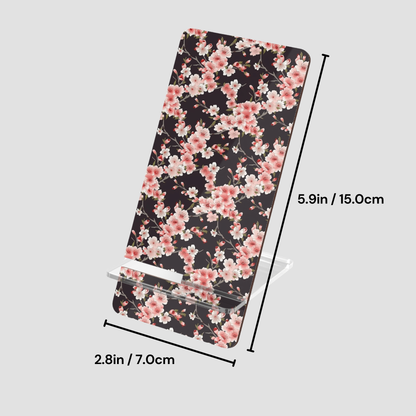 Floral patterned phone case with dimensions on a gray background | Casenari
