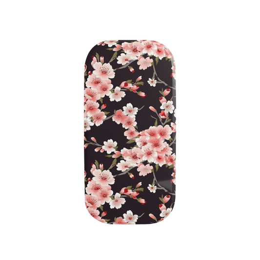 Phone case with pink floral design on a black background | Casenari