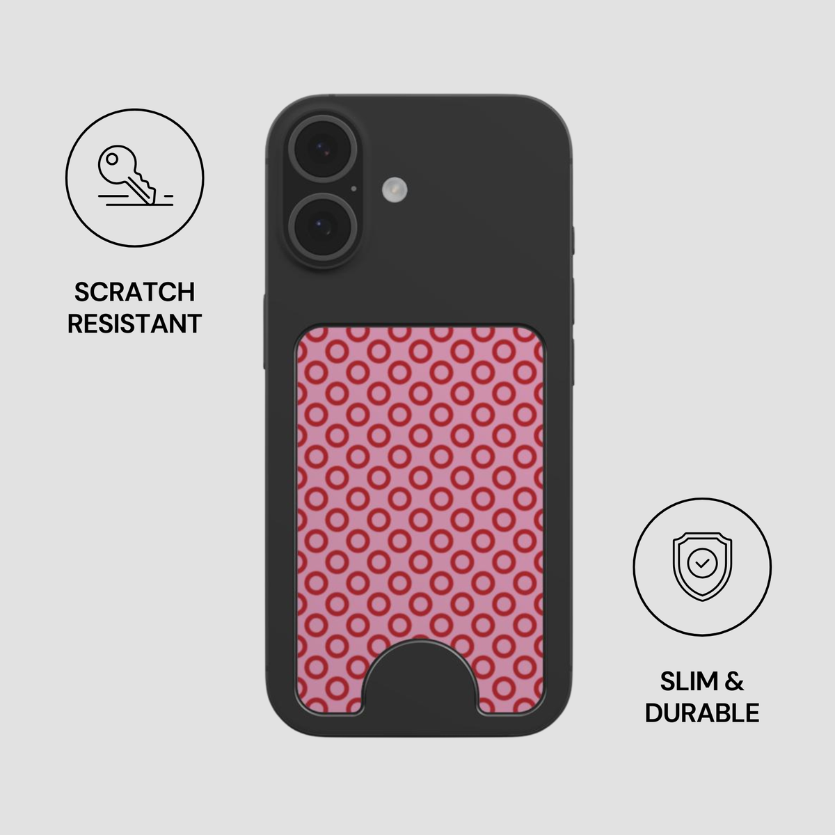 Cherry Loop Magnetic Wallet attached to the back of a phone showing slim and durable everyday use