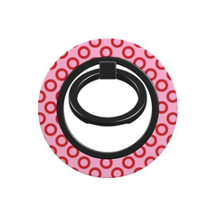 Phone ring holder with pink and red circular pattern on a white background