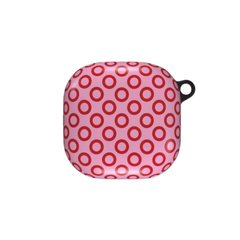 Pink case with red polka dots on a white background