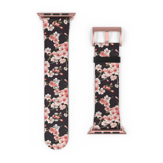 Floral patterned watch band with rose gold clasp on a white background | Casenari