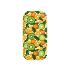 Phone case with a colorful fruit pattern on a white background
