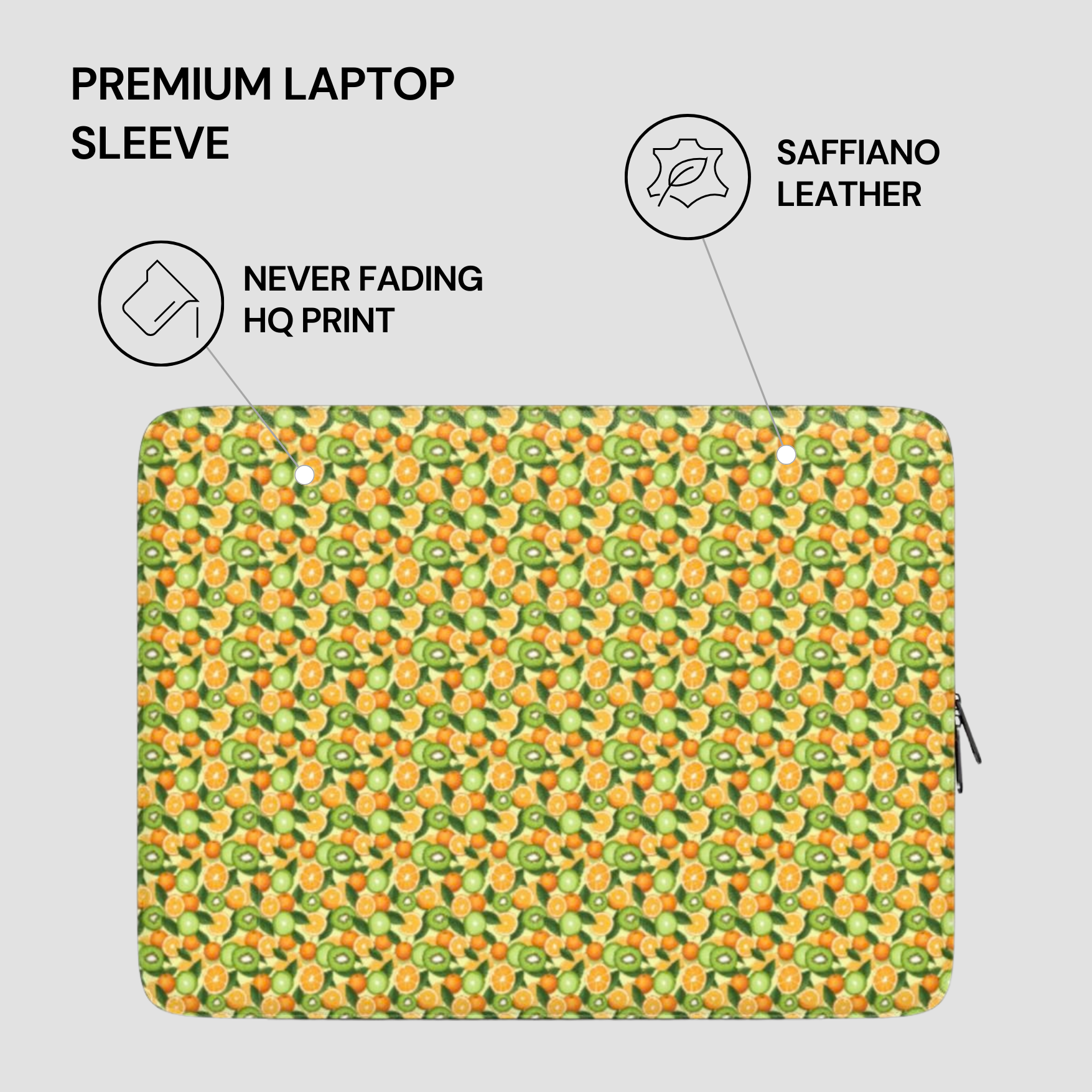 Laptop sleeve with turtle pattern on a gray background