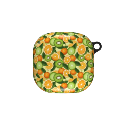 Square pouch with fruit pattern on a white background